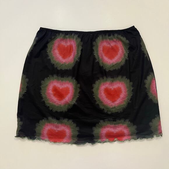 NWT Pretty Garbage Sweet Affection Skirt Medium Mini Mesh Heart Lettuce Edge 90s - Picture 4 of 8